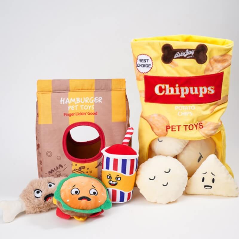 Fun Potato Chips Burger Squeaky Dog Chew Toy