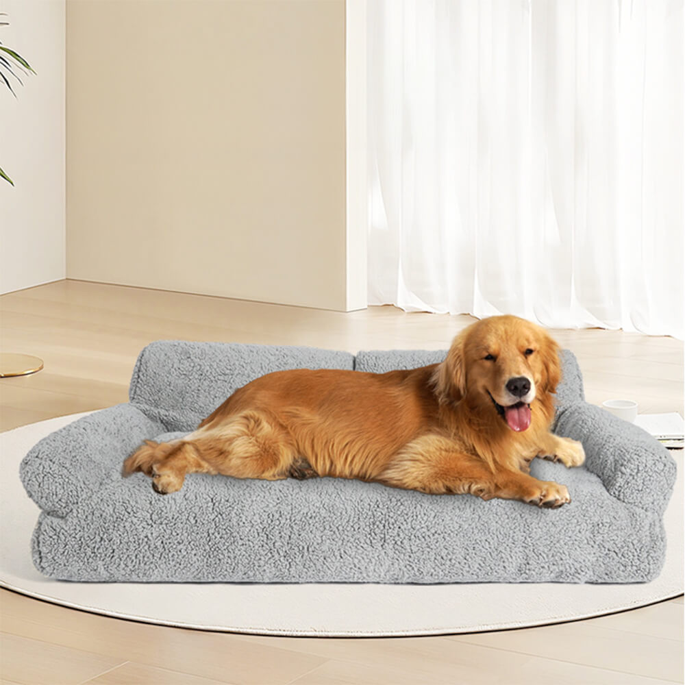 Sofá cama para perros con cama para mascotas antiansiedad de felpa suave de forro polar