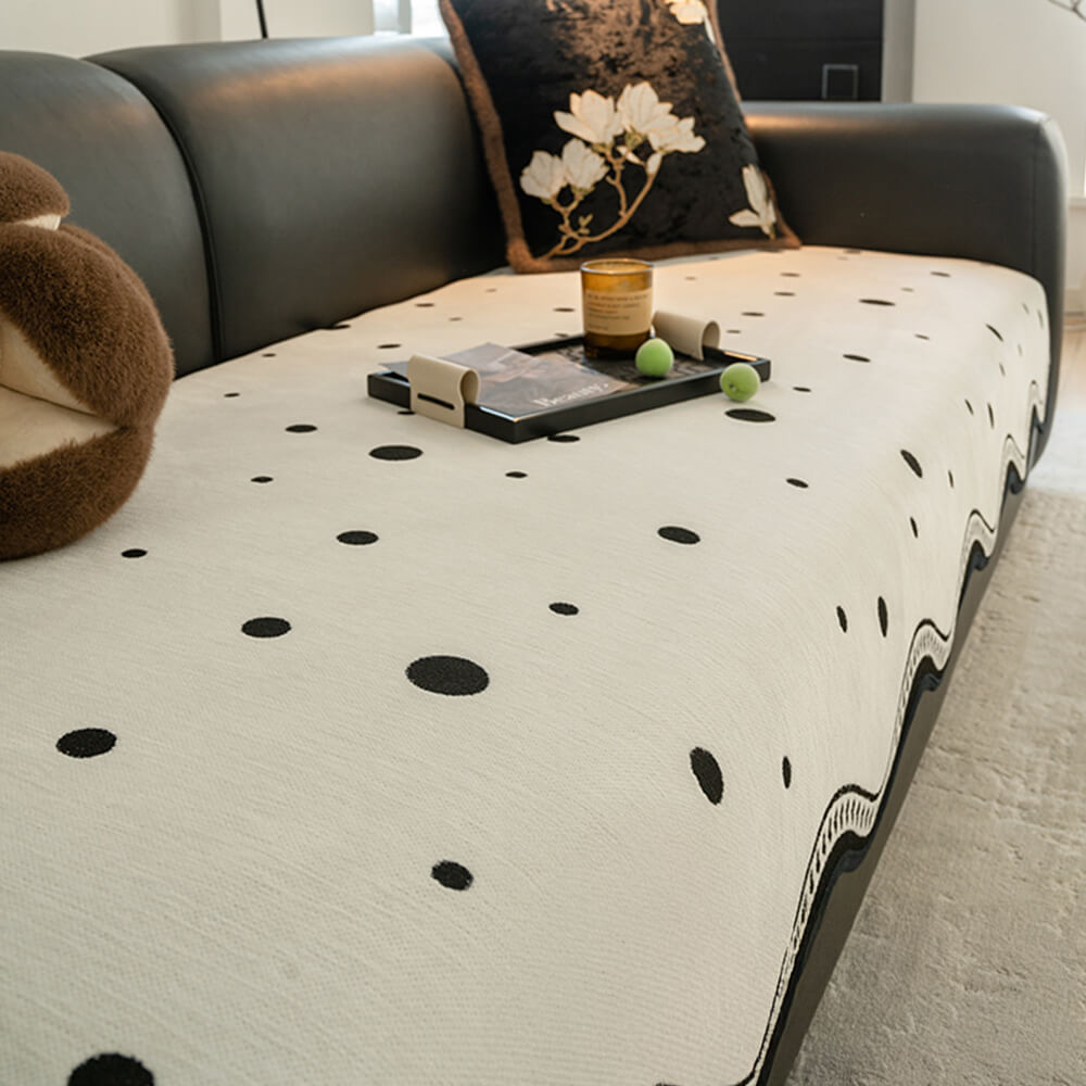 Chenile Fabric Sofa Protector Wavy Edge Non-Slip Couch Cover