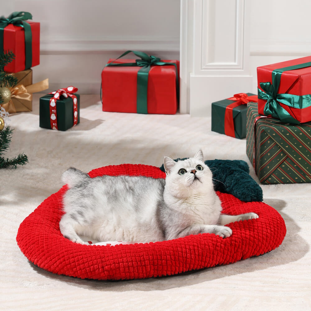 Couronne d'arc de noël, décor confortable, oreiller de soutien, lit pour chien et chat