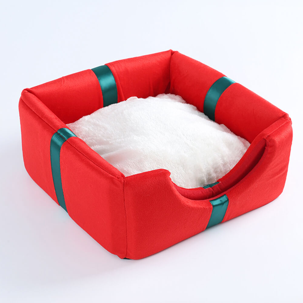 Coffret cadeau de Noël, lit chaud pour chien et chat, grotte semi-fermée