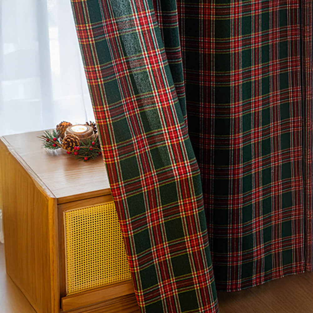 Classic Plaid Christmas Decorative Semi-Blackout Curtains