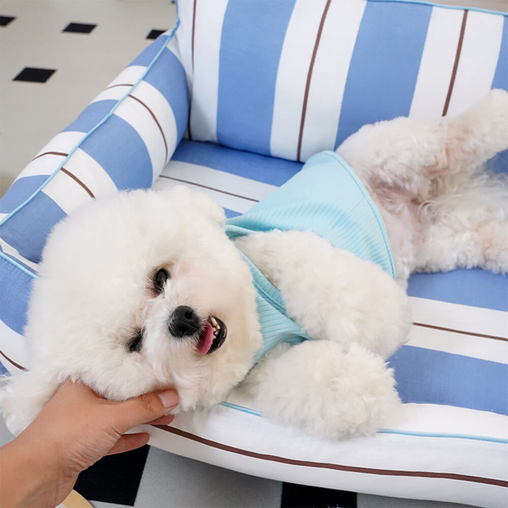Cotton Full-Surround Dog & Cat Sofa Bed with Pillow