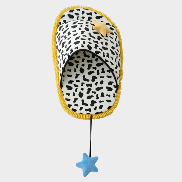 Cow-Print Plush Pet Bed & Matching Slippers Set
