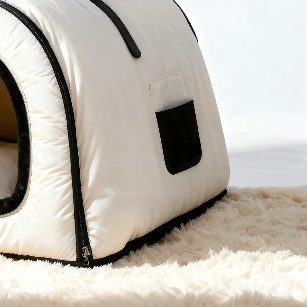 Cozy Enclosed Water-Repellent Washable Cat Cave Deep Sleep Dog Bed