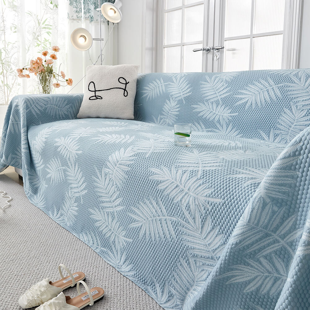 Elegant Willow Leaf Pattern Ice Silk Cooling Couch Cover