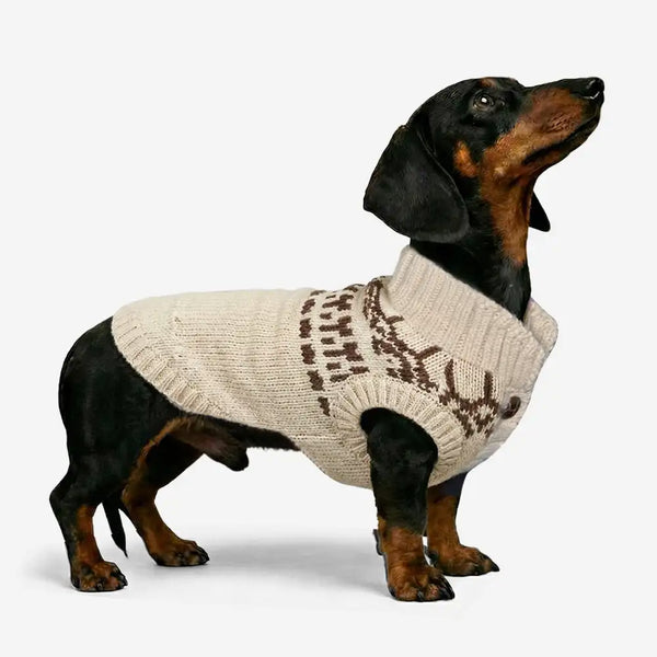 Fair Isle Pattern Dachshund Sleeveless Dog Sweater