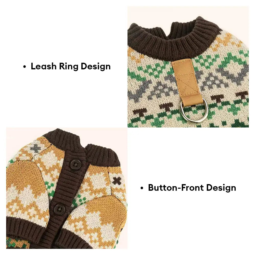 Fair Isle Vintage Pattern Dachshund And Small To Medium-Sized Dog Sweater