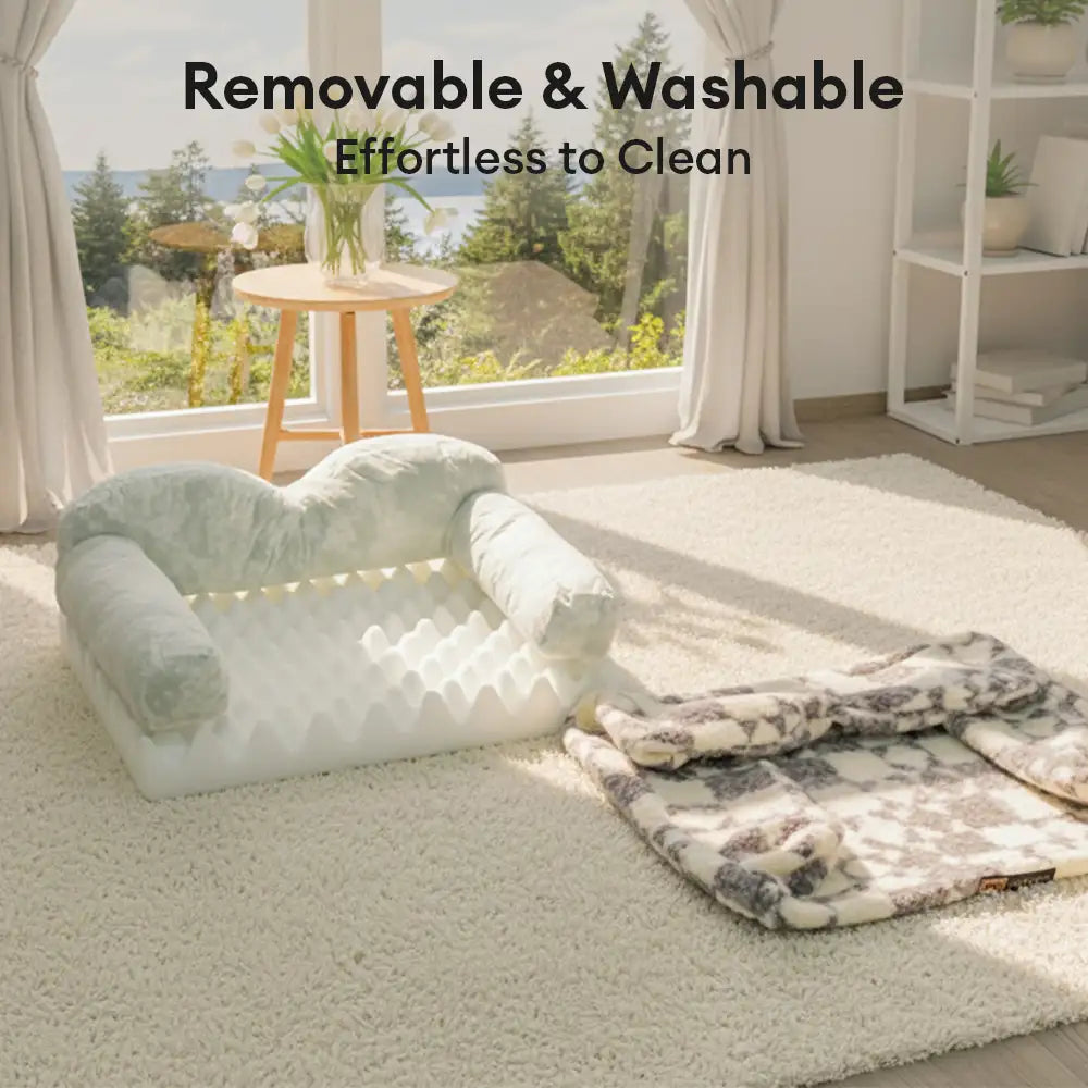 Geometric-Pattern Plush Thermal Removable And Washable Dog Bed