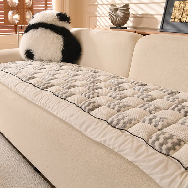 Handmade Plush Checkerboard Pet Mat Comfortable Couch Cover