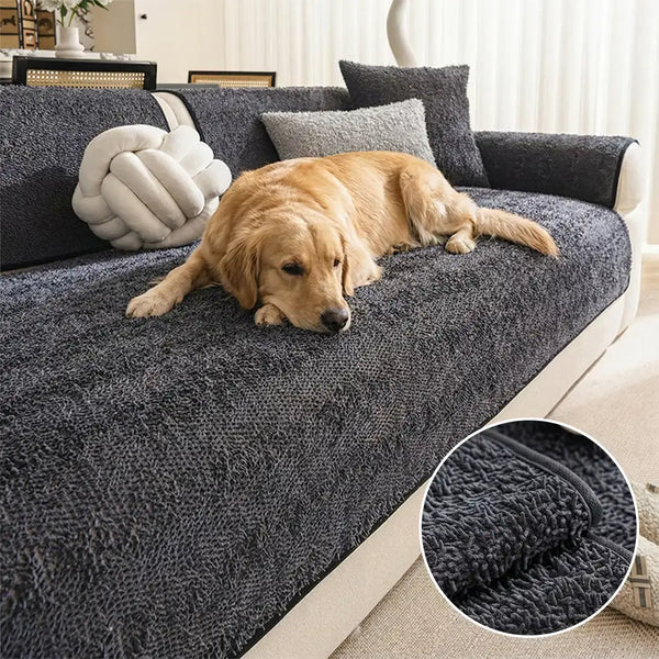 Luxury Long Plush Chenille All-Season Soft And Non-Slip Couch Cover For Muddy Paws