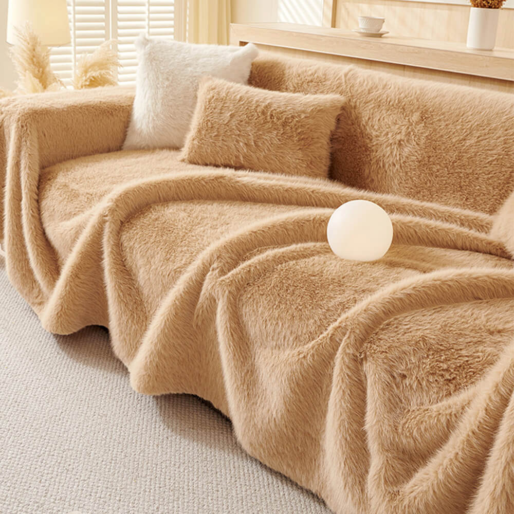 Luxury Skin-Friendly Long Faux Fur One-Piece Multi Functional Couch Cover