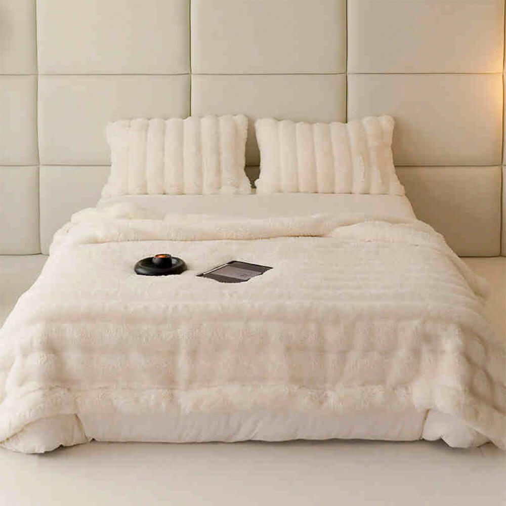 Minimalist Bubble Fluffy Faux Fur Reversible Blanket