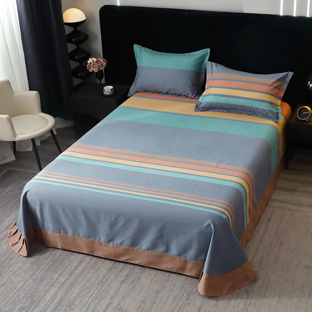 Modern Geometric Striped Design Bed Sheet Set