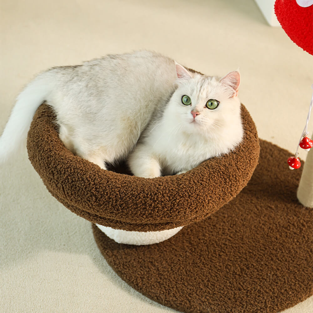 Red Mushroom Cat Climbing Frame with Sisal Scratching Post