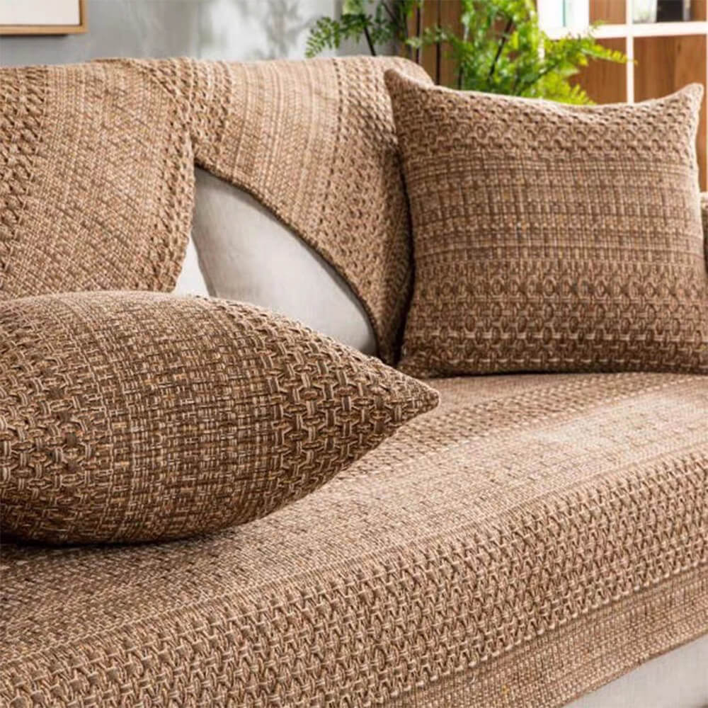 Rustic Durable Woven Linen Blend Breathable Couch Cover