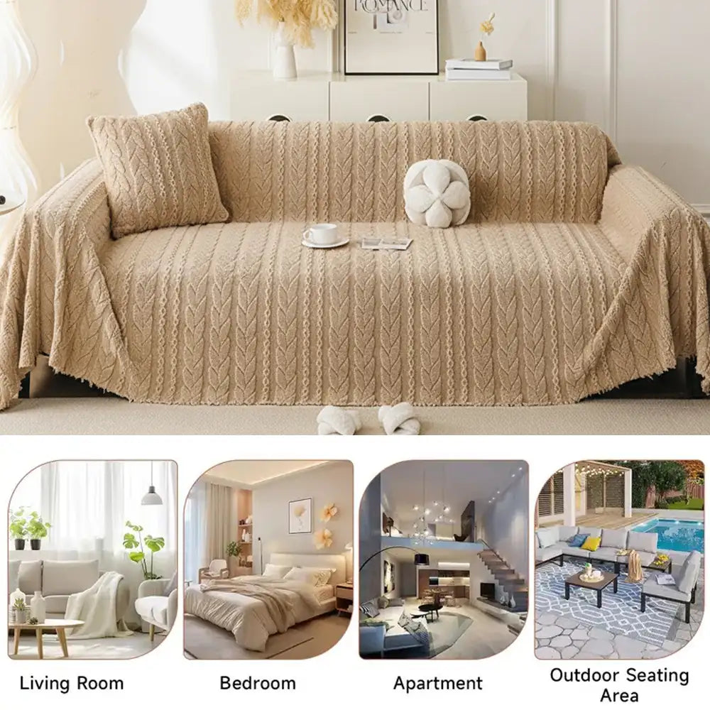 Simple Thickened Soft Fleece Fabric Sofa Protection Couch Cover