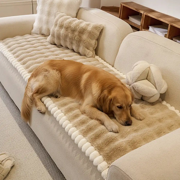 Soft Faux Rabbit Plush Thick Skin-Friendly Non-Slip Couch Cover