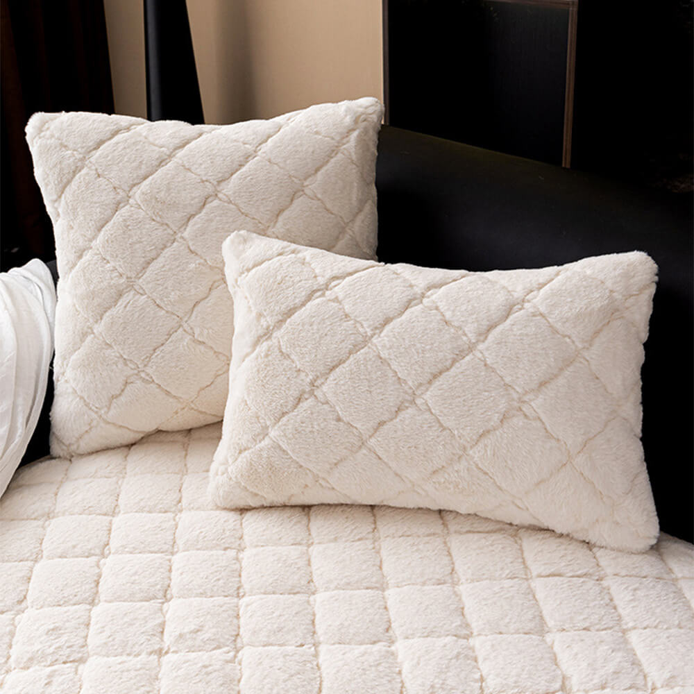 Soft Plush Diamond Quilted Anti-Slip Cushion Couch Cover