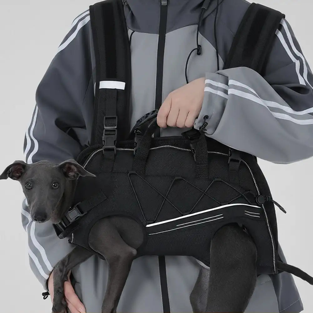 Spine-Friendly Horizontal Dog Backpack Carrier with Adjustable Padded Straps - Legs-Out Comfort
