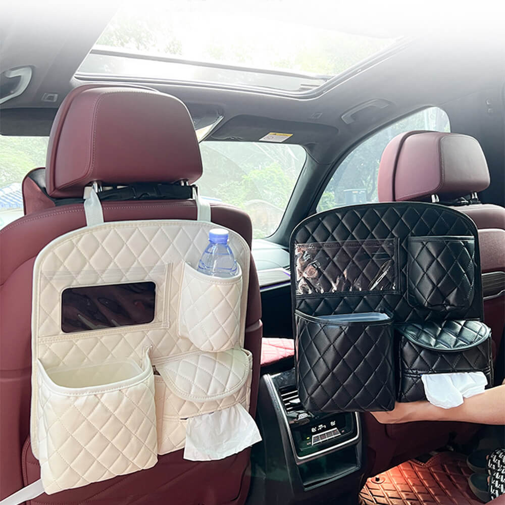 Stylish PU Leather Multifunctional Car Seat Back Storage Bag