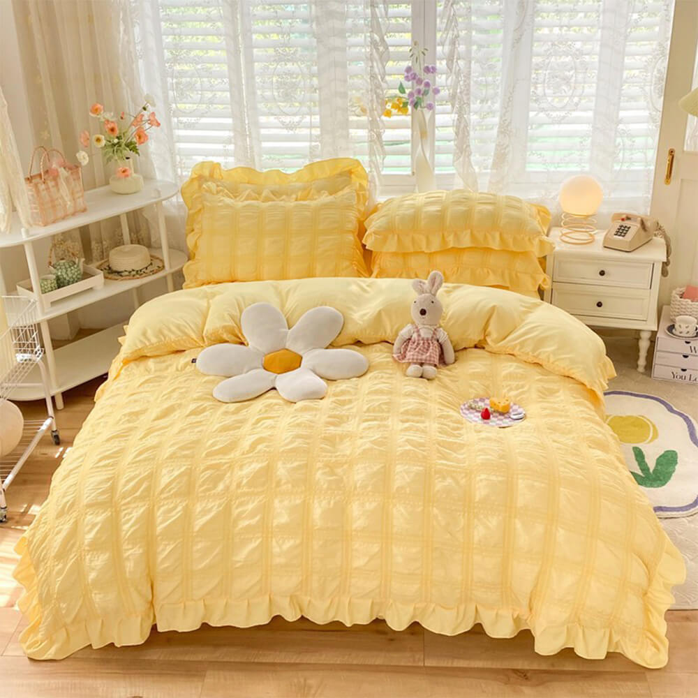 Ultra-Soft Sweet Bubble Gauze Breathable Bed Sheet Set