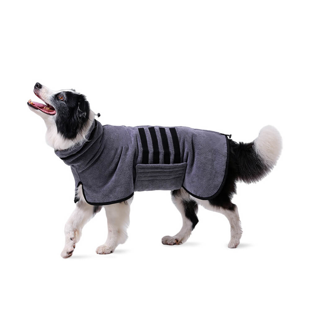 Ultra Absorbent Quick-Dry Microfiber Adjustable Velcro Turtleneck Dog Bathrobe