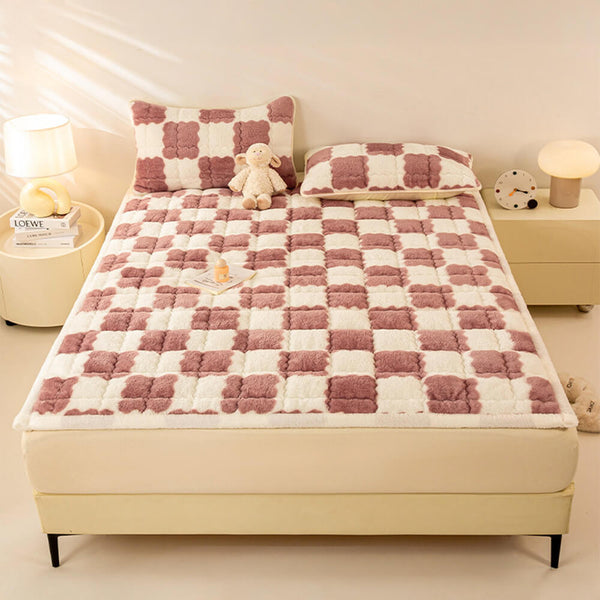 Topper de plataforma de felpa y funda de almohada