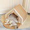 Tenda per gatti all-in-one con tetto graffiato e una zona notte accogliente