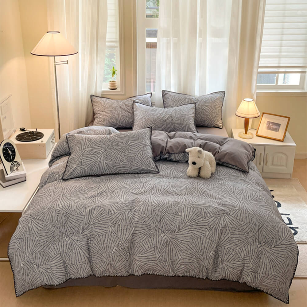 Classic Leaf Style Pure Cotton Sanded Bedding