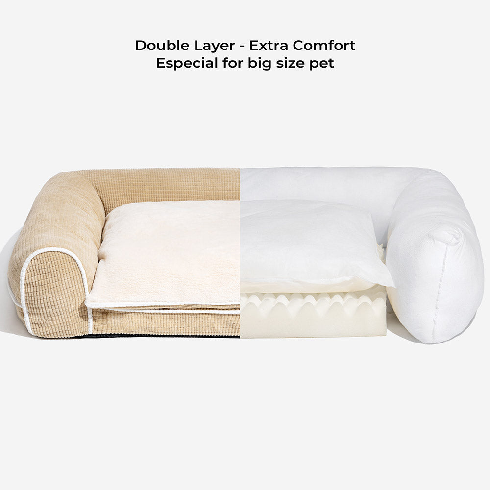 Deluxe Flannel Double-Layer Orthopedic Dog Sofa Bed