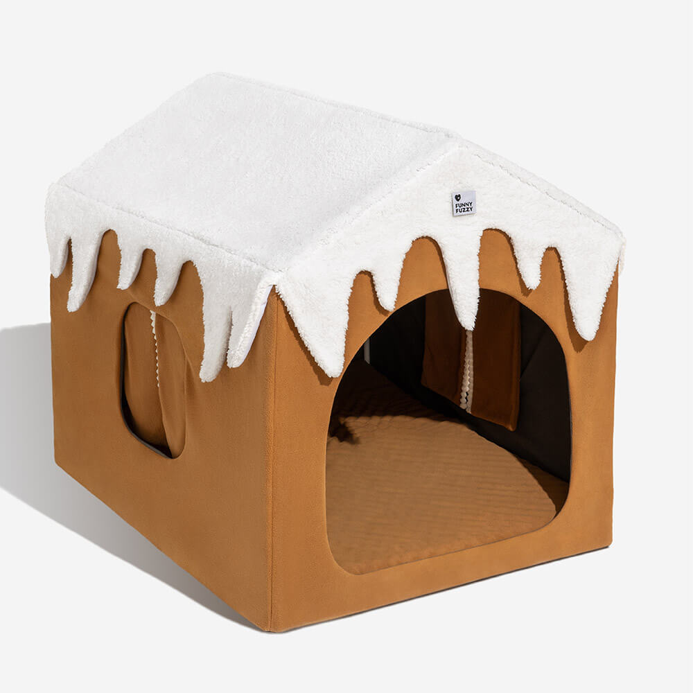 Gingerbread Snow House Pet Tent Detachable Large Dog House