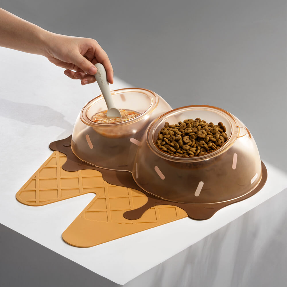 Ice Cream Themed Double Food and Water Dog & Cat Bowl