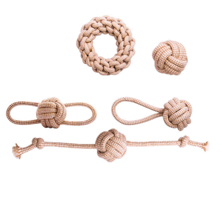 Linen Cotton Rope Toy Set Teeth Cleaning Interactive Chew Dog Toy