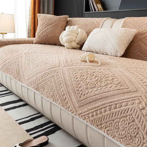 Nordic Style Carved Plush Decorative Non-Slip Couch Cover