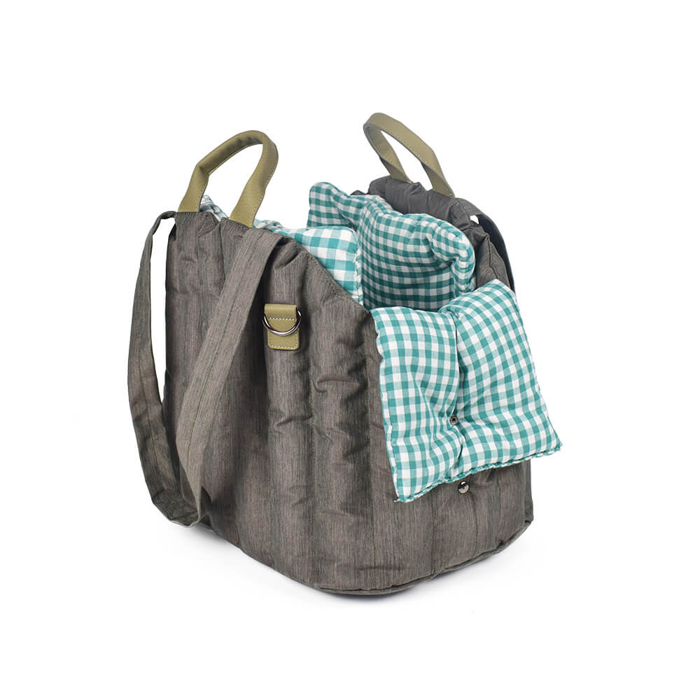 Bolsa portadora de perros y gatos multipropósito portátiles de gingham