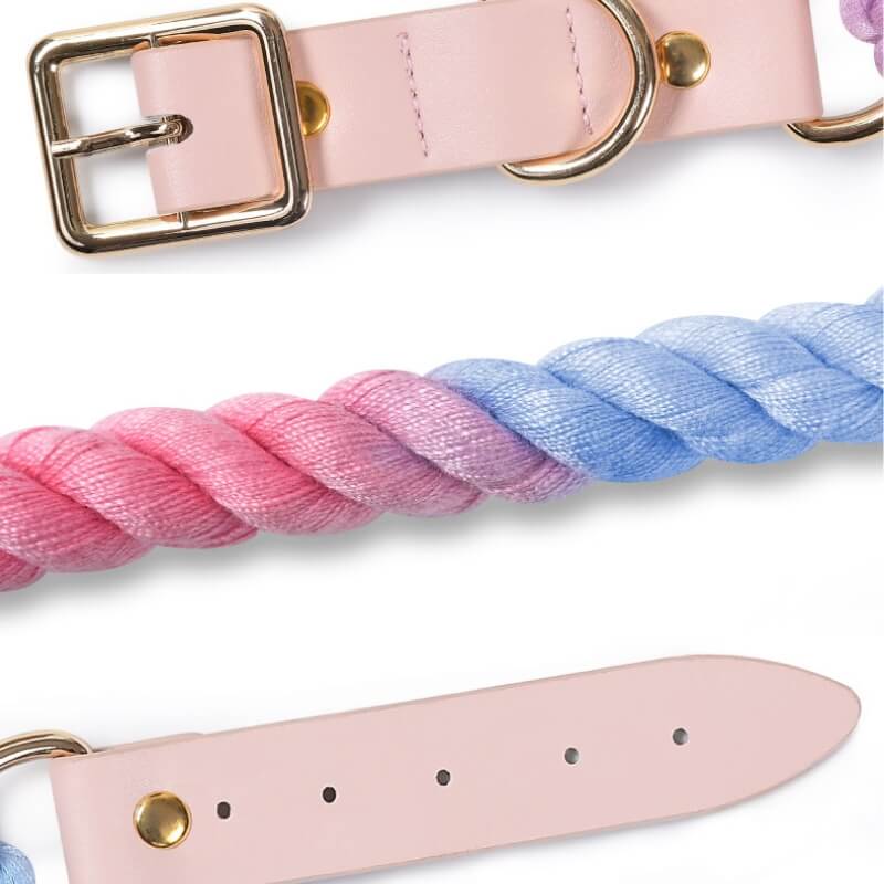 Collier et laisse pour chien en cuir tissé à la main, sans traction