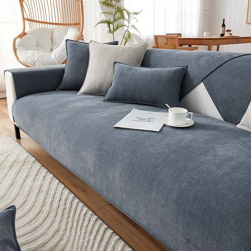 Handgewebter, kratzfester Couchbezug aus Naturleinen