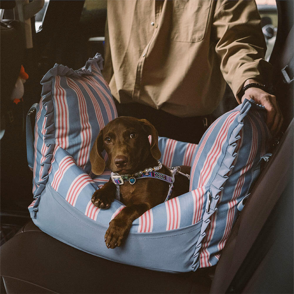 Lace Stripe Travel Safety Waterproof Dog Car Seat Booster
