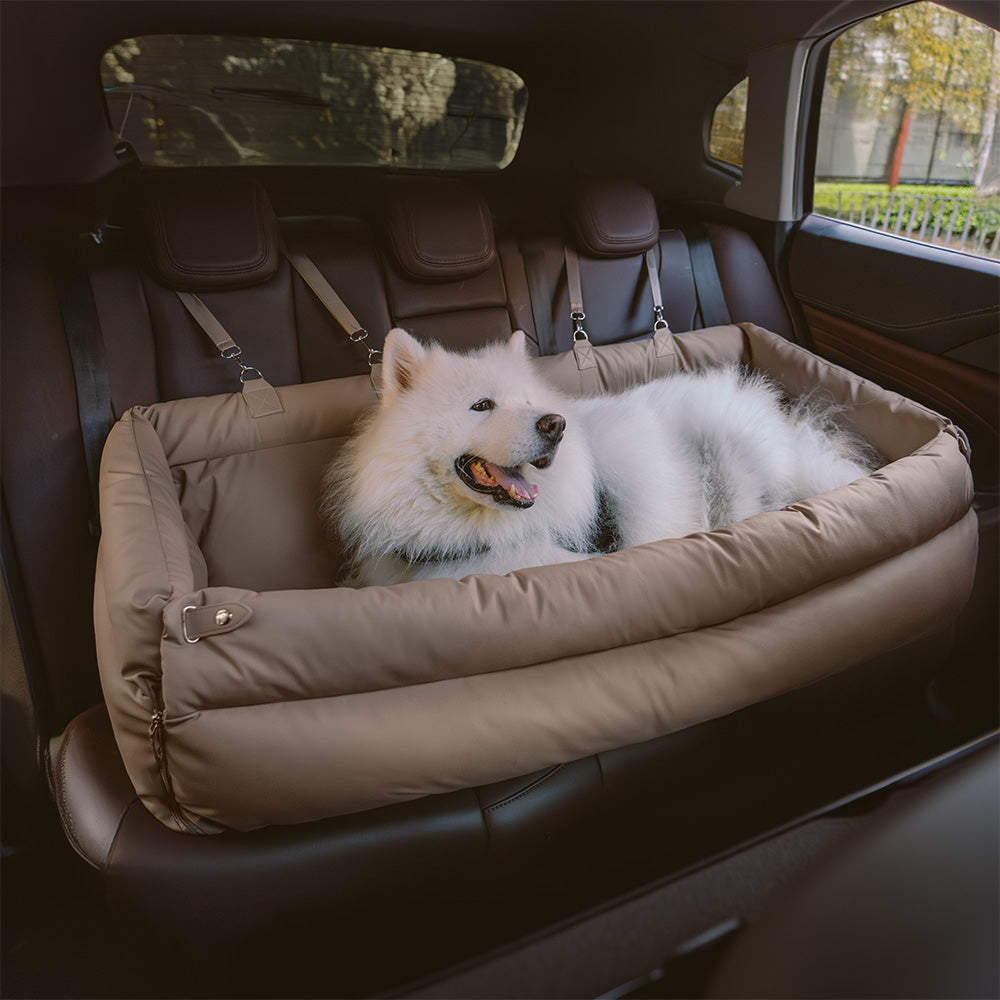 Cama elevadora grande de lujo con asiento de coche para perros de piel sintética - Urban Voyager