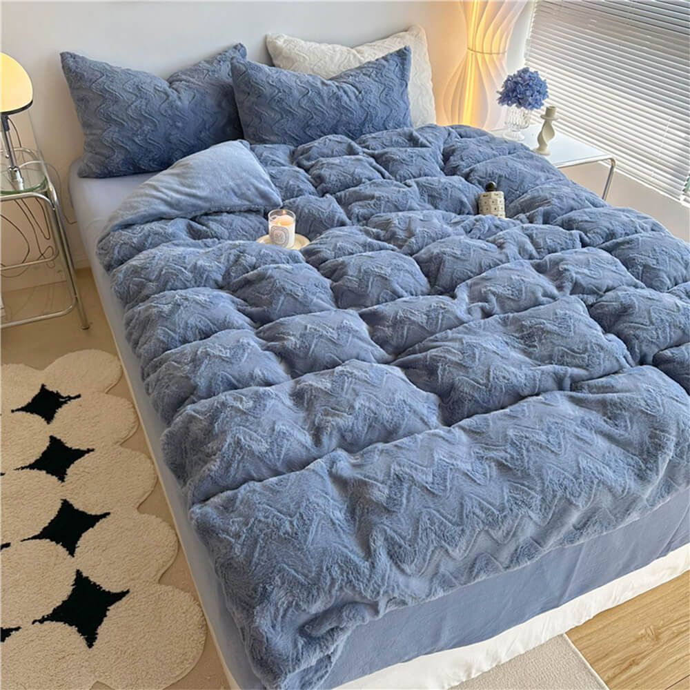 Wavy Textured Luxury Plush Bed Sheet Set