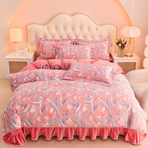 Estilo moderno en espesado cómodo juego de cama de terciopelo de leche