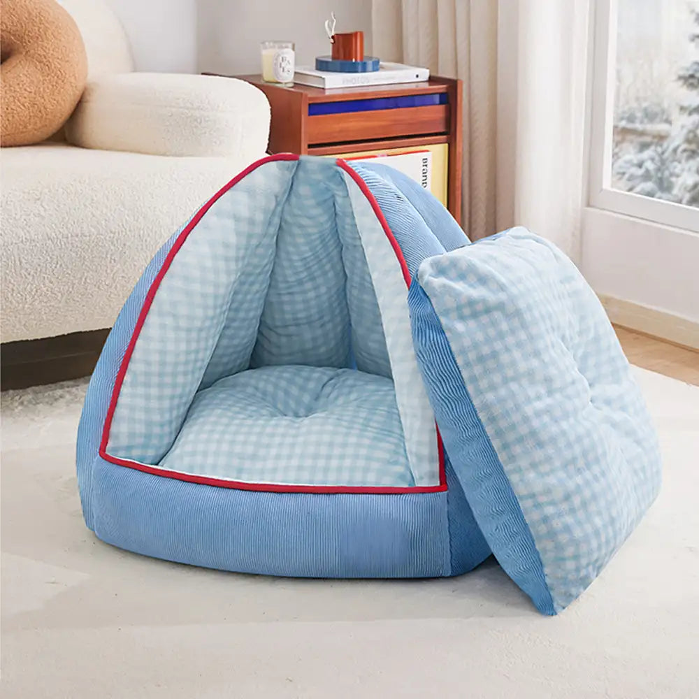 Multifunctional Semi-Enclosed Cave Dog Bed Warming Pet Bed