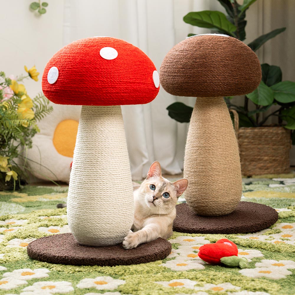 Posta di graffi di sisal naturale a forma di funghi per gatti di grandi dimensioni