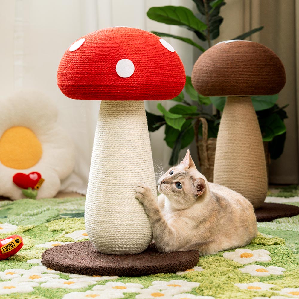 Posta di graffi di sisal naturale a forma di funghi per gatti di grandi dimensioni