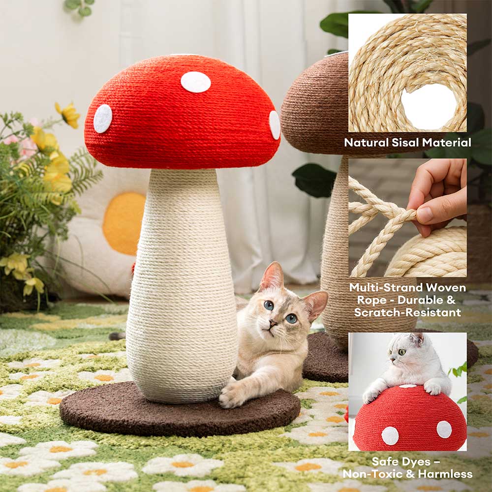 Posta di graffi di sisal naturale a forma di funghi per gatti di grandi dimensioni