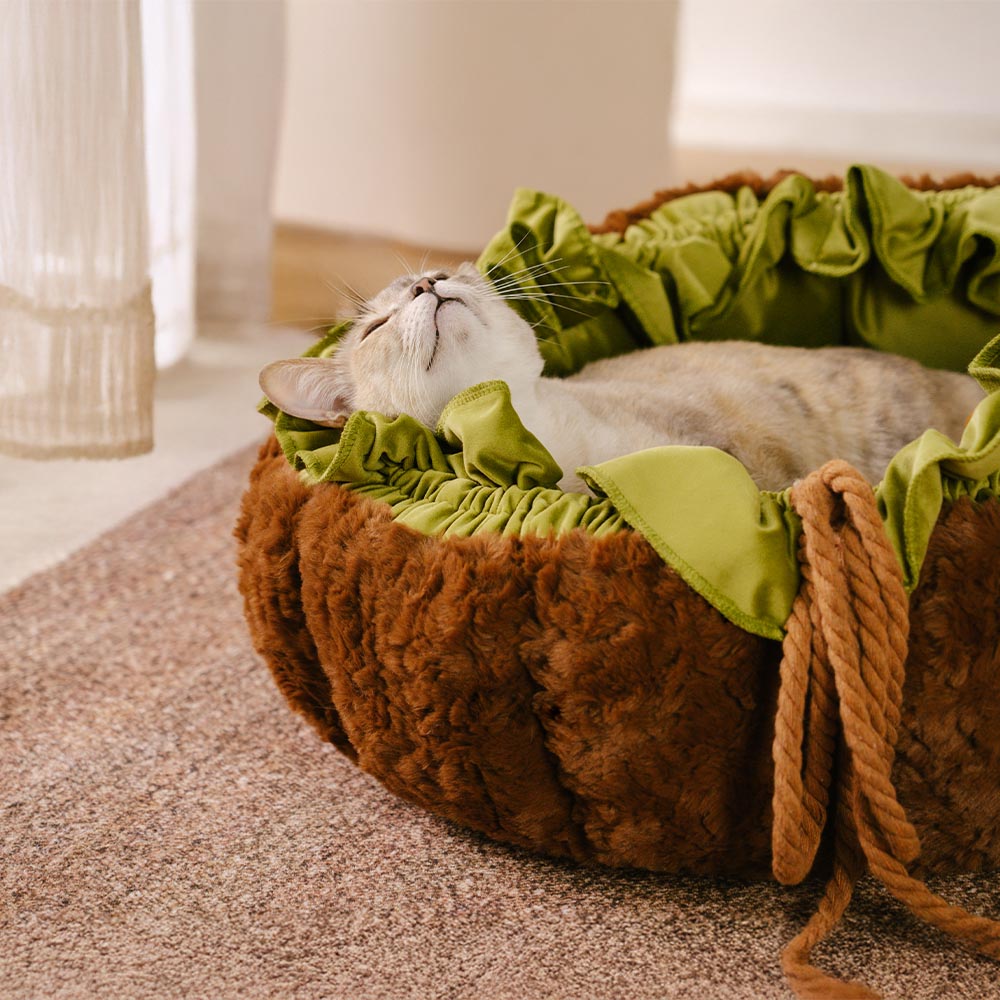 Nature-Inspired Adjustable Calming Cat Bed - Plush Nest