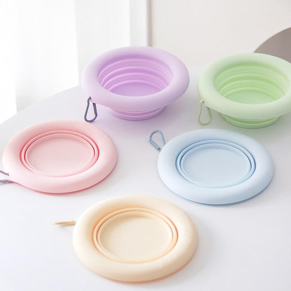 Cuenco plegable para mascotas tazón de silicona portátil