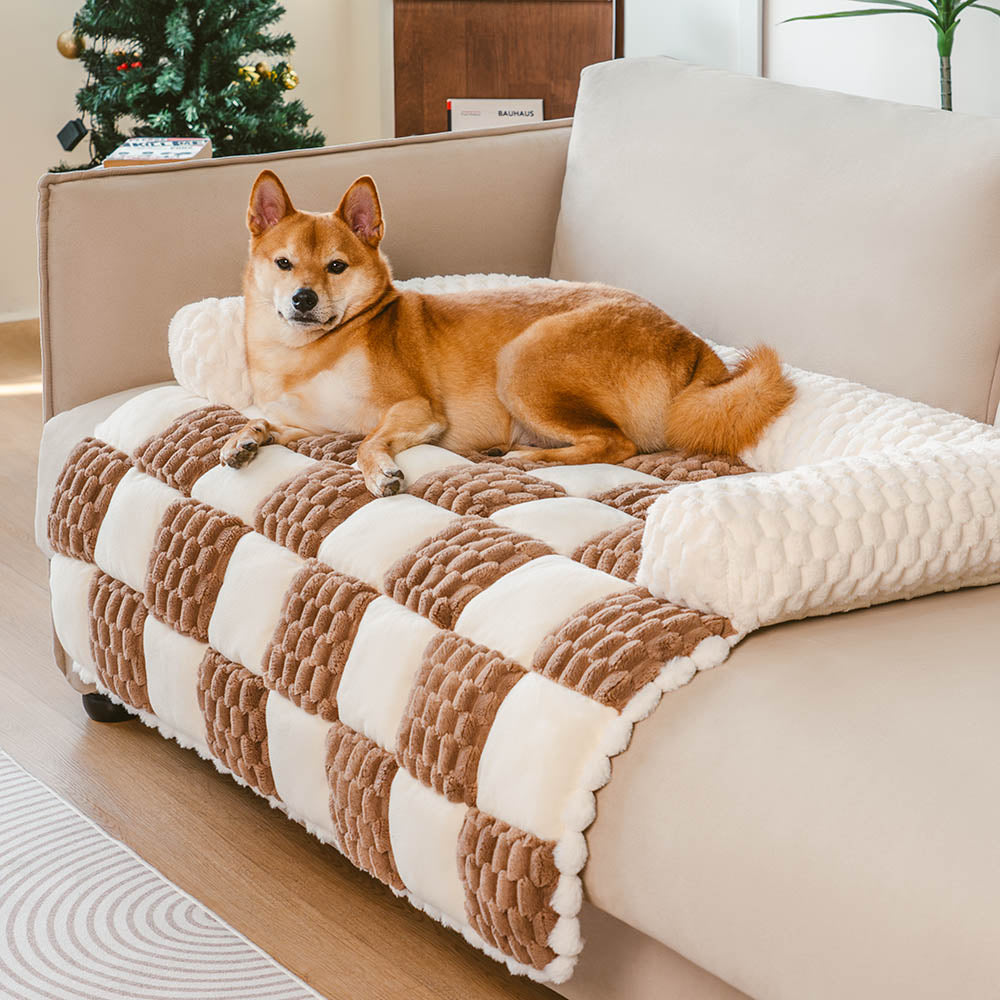 Tapis pour chien protecteur de canapé confortable à carreaux - SnugPad