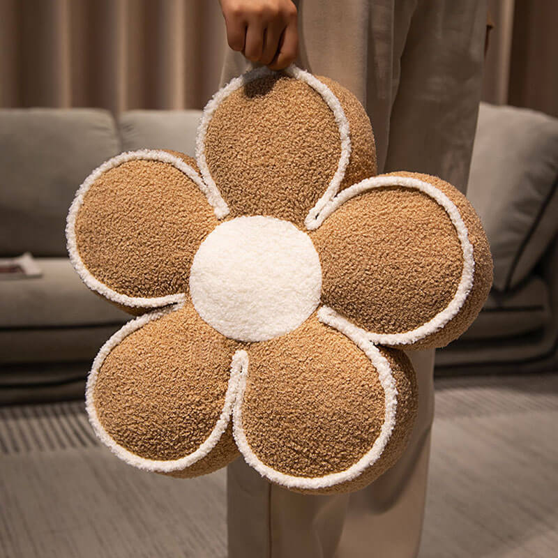 Coussin décoratif à fleurs en peluche